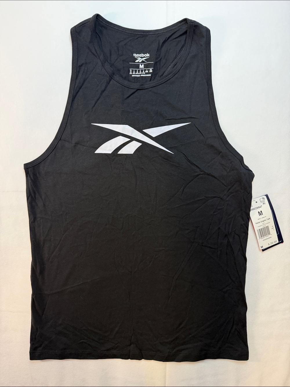 Reebok Black Muscle Tank with White Vector Logo